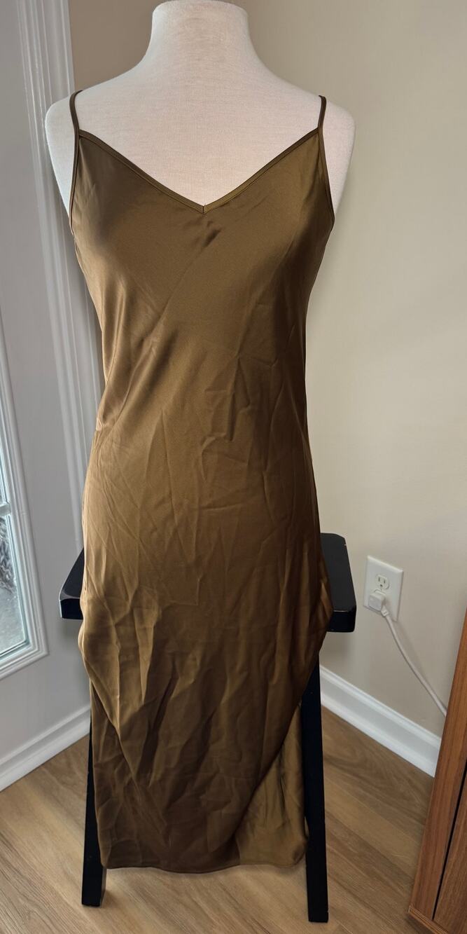 House of Harlow Bronze Brown Midi Autumn Wedding Guest Dress Size Small Slip